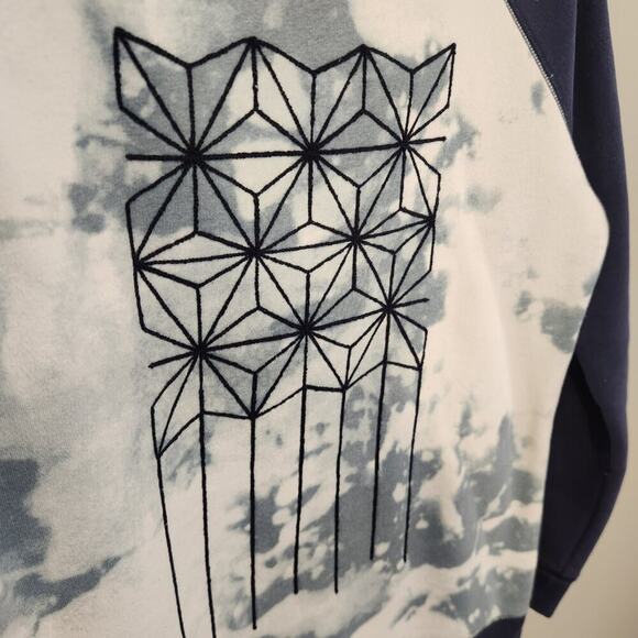 Burton Womens Sweatshirt Raglan Quilted Tie-Dyed Western Tribal Cozy - Size S - Picture 6 of 10